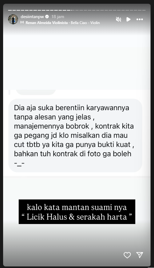 Unggahan Desi Intan balas tudingan Dinda Amelia Tanjung